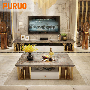 Contemporary Large <strong>Round</strong> <strong>Nesting</strong> Sofa Side Coffee <strong>Table</strong> Set <strong>of</strong> 2 Nordic Minimalist Luxury Rock Board End <strong>Table</strong> for Living Room - Product Image 5