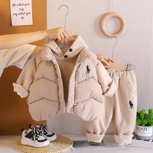 Nouvel Ensemble Élégant pour Garçons : Survêtement Décontracté à Capuche, <span class=keywords><strong>Gilet</strong></span> Doublé Polaire Épais, Trois Pièces pour le Printemps - Product Image 4