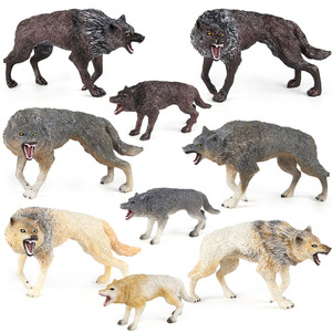 Modellino di animale selvatico per la simulazione dell'intelligenza cognitiva dei bambini Xinhen, giocattoli con figurine di lupo maschio, lupo femmina e cucciolo - Product Image 1