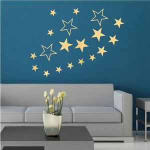 Autocollants muraux pentagramme 19 pièces, autocollants miroir acryliques imperméables effet ciel étoilé pour la décoration de la chambre à coucher et du salon - Product Image 5