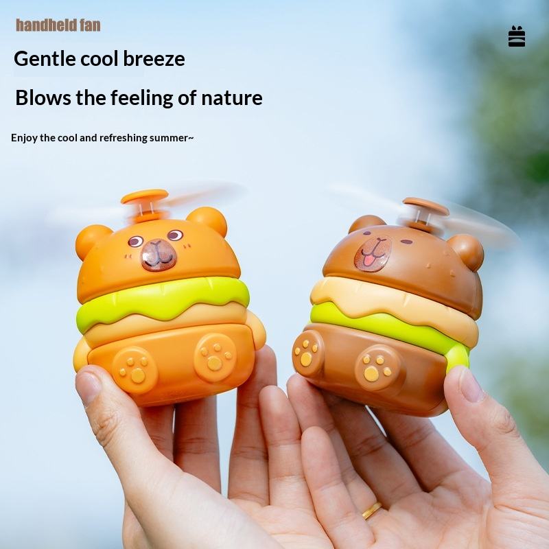 Cute Cartoon Mini Burger Handheld Rechargeable Fan Three-Speed ...
