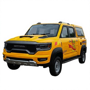 รถกระบะ BRT 2026 สีเหลือง ขับเคลื่อน 4 ล้อ สำหรับขับขี่ออฟโรด พร้อมแร็คหลังคาและกราฟิกด้านข้าง รถกระบะไฟฟ้า ขับเคลื่อนสี่ล้อ - Product Image 1
