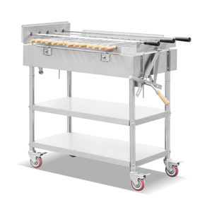 <span class=keywords><strong>Girarrosto</strong></span> Commerciale in Acciaio Inox, Griglia a Carbone con Meccanismo per Spiedini e Ripiano Inferiore - Product Image 6