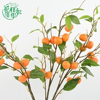Groothandel Kunstmatige Oranje Fruittak 97cm voor Hotel Woonkamer Decoratie Bubbelmateriaal Kumquat Steel Tafeldecoratie Thuis