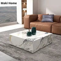 Table basse de salon de luxe italienne 2026, design moderne Normcore, haut de gamme, en ardoise claire, durable