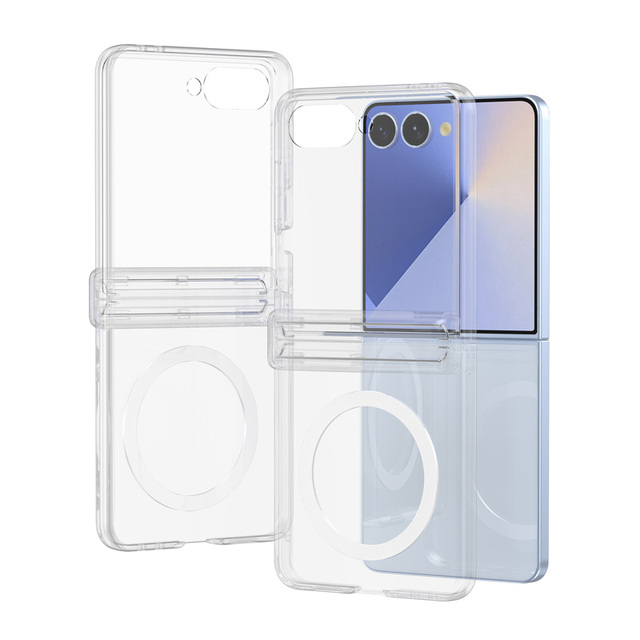 Fashion Clear Phone Cover for Samsung Z Flip 7 New Shockproof Magnetic Transparent Phone Case for Samsung Z Flip 4 5 6 7