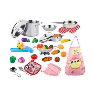 ITTL 35 cái đồ dùng thép không gỉ Bộ đồ ăn tùy chỉnh đồ chơi nhà bếp cho cô gái trẻ em lớn phong cách mới