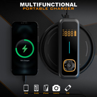 Mini compresseur d'air sans fil rechargeable en ABS avec manomètre numérique, gonflage rapide et lumière d'urgence