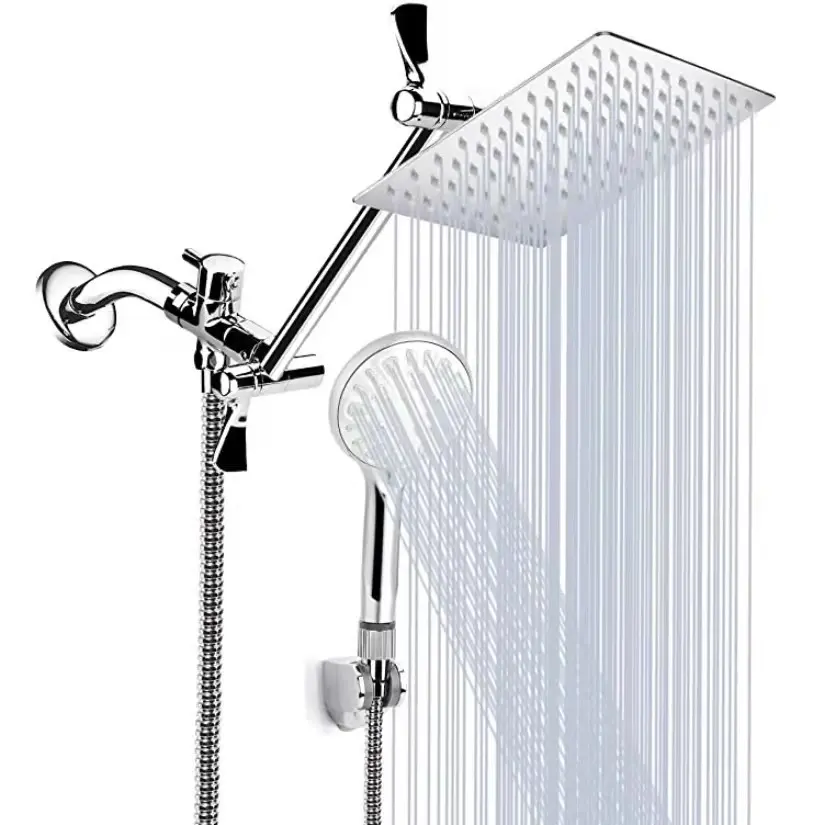 2022 hot sale Brass nut bathroom high pressure water saving shower spray rainfall ultra thin Square shower head set