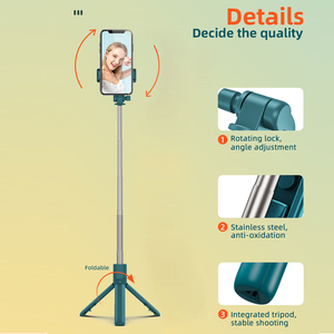 Portable Extendable Handheld Selfie Stick Detachable Wireless Remote 360 Rotation Aluminum Alloy <b>Tripod</b> Stand - Product Image 2