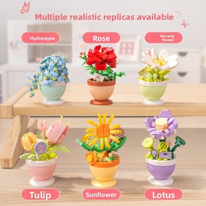 <span class=keywords><strong>Xihuan</strong></span> DIY Bloques de Construcción de Pequeñas Partículas para Armar, Ramo de Girasoles en Maceta, Juguete de Ensamblaje, Regalo de San Valentín al por Mayor para Niñas - Product Image 2