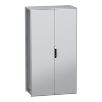 NSYSFN2212602D Armoire de sol à 2 portes, acier galvanisé, IP55, gris, noir, 1200mm x 600mm 2200mm, série PanelSeT SFN