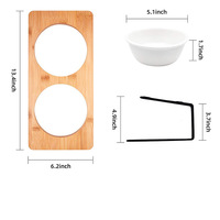 Petite table à manger pour animaux de compagnie à double bol, en bois massif, avec support pour bol de chat arrondi, écologique, étanche IPX5, style classique pour l'alimentation