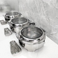 XITIBET Réchaud Électrique Rond Commercial 6L en Acier Inoxydable – Ensemble de Plats Chafing Dish pour Buffet, Équipement de Restauration pour Hôtels et Restaurants