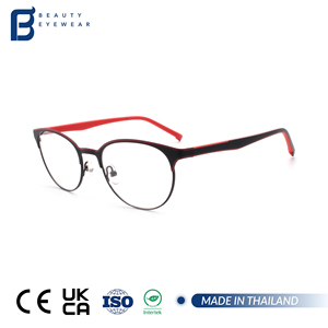 Nouvelle monture de lunettes optiques rondes noires et rouges tendance pour femmes et hommes, lunettes de prescription vintage en métal - Product Image 1