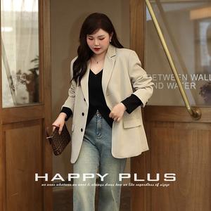 Blazer Holgado de Un Solo Pecho para Mujer Happy Plus N8558, Talla Grande, Color Sólido, para Primavera y Otoño - Product Image 5