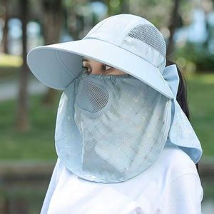 Summer Sun Hat Women Wide Brim Face Cover Breathable <b>Neck</b> Protector Outdoor Cycling Hat <b>Light</b> Blue - Product Image 1