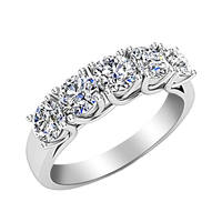 Bague 2026 Nouvelle Collection 5 Pierres Diamant de Laboratoire Taille Brillant Bande Empilable Or Blanc 14K Couleur E F avec Certificat pour Femme