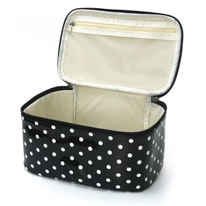 High Quality PVC Waterproof <b>Makeup</b> Organizer Vintage Polka Dot Cosmetic Bag Portable Multifunctional <b>Makeup</b> <b>case</b> with Handle - Product Image 3