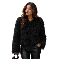 Veste courte en fausse fourrure à manches longues pour femme, rembourrée en coton, chaude pour l'hiver, fourrure bouclée, décontractée et élégante, avec doublure en polaire