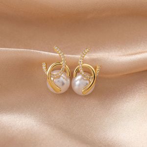 Pendientes de perlas de estilo francés para mujer, pendientes de fiesta con diseño geométrico, EDB 068 - Product Image 4