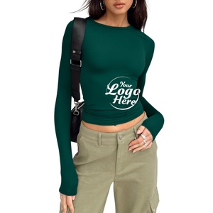 Camisetas de Mujer a la Moda, Camiseta de Manga Larga para Mujer, Tops Cortos Básicos, Ajustados, Bonitos, Ropa de Otoño e Invierno para Chicas - Product Image 4