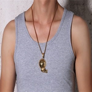 Wholesale Stainless Steel Jewelry Football Pendant Gold Plated Sneakers Shape <b>Men's</b> Pendant <b>Necklaces</b> - Product Image 3