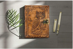 Premium Handmade Embossed Owl Leather Journal Antique Latch <b>Diary</b> Vintage Writing <b>Notebook</b> & Gifts - Product Image 2