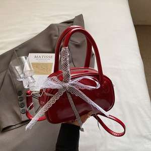 Mini sac à main carré 3D avec poignée imprimé nœud en dentelle - Product Image 2