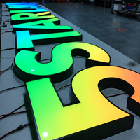 Enseigne publicitaire en acier inoxydable résistante aux intempéries avec logo 3D éclairé par LED RGB et lettres personnalisées pour les entreprises, étanche IP65