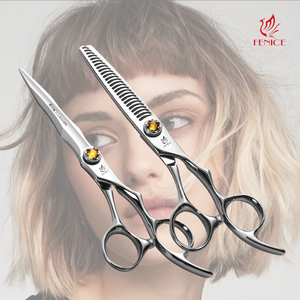 Forbici <span class=keywords><strong>da</strong></span> Barbiere di Alta Gamma Fenice in Acciaio Inossidabile VG10 ad Alta Durezza <span class=keywords><strong>Set</strong></span> di Forbici per <span class=keywords><strong>Parrucchiere</strong></span> con Viti a Sfera con Diamante Giallo - Product Image 1