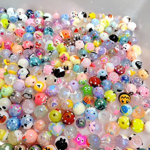 100 Pezzi Perline Acriliche Dipinte a Mano da 16MM, Stili Misti Casuali Carini e Kawaii per Creazione di Gioielli e <span class=keywords><strong>Penne</strong></span> con Perline - Product Image 2