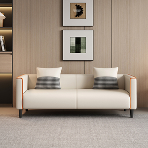 Sofá Doble de Cuero de Estilo Nórdico Minimalista Personalizado de Fábrica, Material Ecológico, Apto para Salas de Estar y Apartamentos - Product Image 1