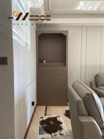 Gabinete de nicho de madera maciza budista Dios riqueza caja de incienso hogar adoración puerta Mesa pared salón Guanyin estatua de Buda moderna