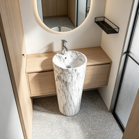 Lavabo sur pied moderne à motif marbre blanc, gris, noir pour salle de bain d'hôtel