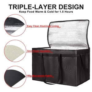 Bolsa de entrega de alimentos con aislamiento, refrigerador de comestibles reutilizable/bolsas calientes, bolsa de mano para compras/viaje/<span class=keywords><strong>Doordash</strong></span>, Bl, XXXL, CIVJET - Product Image 3