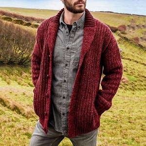 Cardigan côtelé marron pour homme, tricot torsadé, ouvert sur le devant, à manches longues, pour un usage décontracté en extérieur - Product Image 5