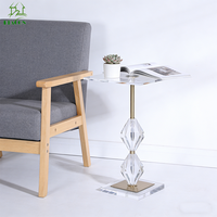 Table basse de luxe moderne personnalisée Mobilier de salon en argent Décoration intérieure Petites tables de service carrées en acrylique dorées pour la maison