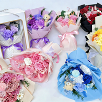 Bouquet de fleurs fraîches stabilisées personnalisé, coffret cadeau rose éternelle pour Noël, la Saint-Valentin, anniversaire, célébration, vente en gros