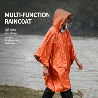 Poncho de Pluie Portable Long d'Urgence, Imperméable Multifonction Épais et Réfléchissant Coupe-Vent pour Cyclisme et Randonnée – Vente en Gros