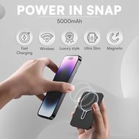 Batterie externe compacte en alliage d'aluminium magnétique 10000mAh/5000mAh 20W avec charge sans fil, écran LED, Type-C, rapide et portable