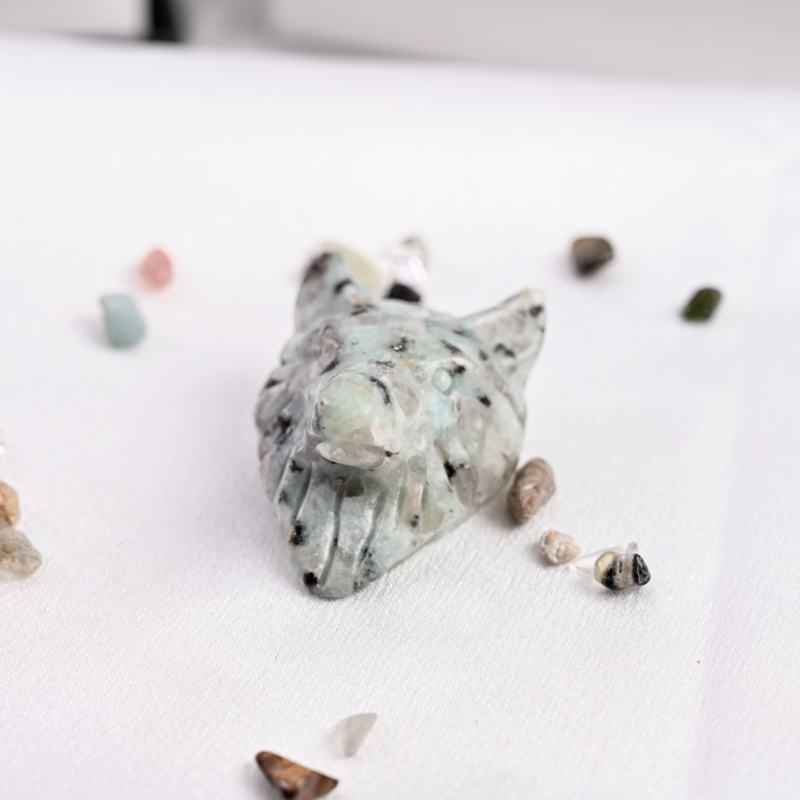 Cabeza de lobo de jaspe kivi turquesa