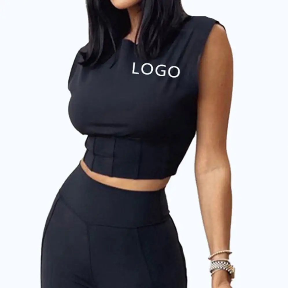 Oem abbigliamento personalizzato Logo grafico all'ingrosso bianco bianco nero semplice moda Yoga canotta donna