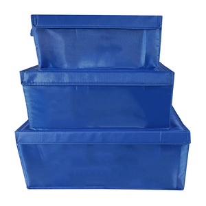 Boîte de rangement pliable <span class=keywords><strong>en</strong></span> <span class=keywords><strong>tissu</strong></span> bleu, cube <span class=keywords><strong>avec</strong></span> couvercles - Product Image 4