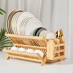 <span class=keywords><strong>Escurridor</strong></span> <span class=keywords><strong>de</strong></span> <span class=keywords><strong>platos</strong></span> <span class=keywords><strong>de</strong></span> madera plegable, estante <span class=keywords><strong>de</strong></span> secado <span class=keywords><strong>de</strong></span> vajilla <span class=keywords><strong>de</strong></span> bambú con soporte <span class=keywords><strong>de</strong></span> utensilios para cocina, 3 niveles - Product Image 1