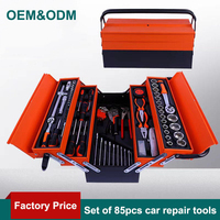 Kit d'outils combinés personnalisables OEM de 85 pièces avec clé à cliquet et douilles pour la réparation automobile et moto à domicile