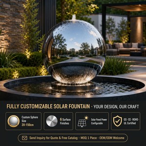 Fuente Esférica Giratoria <span class=keywords><strong>de</strong></span> Acero Inoxidable 304/316 con Energía Solar, Escultura para Jardín Zen o Santuario, Libre <span class=keywords><strong>de</strong></span> Mantenimiento - Product Image 4