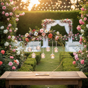 K26 Décorations de table de mariage modernes et durables de haute qualité, arche en métal doré de 90 cm avec support à fleurs pour accessoires de dîner aux chandelles - Product Image 1