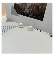 Boucles d'oreilles clous en perles d'eau douce naturelles, perles de pain de grande taille sans noyau 12,5-13 mm, aiguille en argent sterling S925 pleine alliage, style rétro