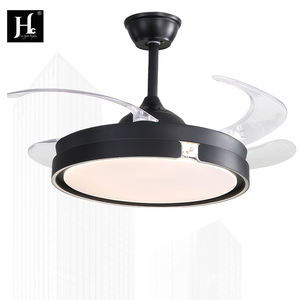 Ventilateur de plafond silencieux à pales rétractables invisibles de 48 pouces avec lumières, design moderne, lampe de plafond ronde pour salon - Product Image 6
